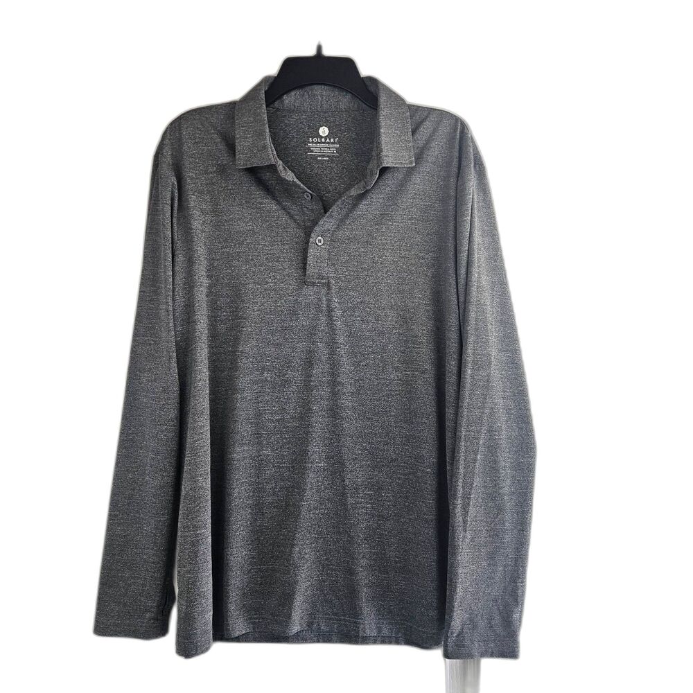 Solbari UPF50+ Long Sleeve Polo Gray Men L Long Sleeve Thumb Hole Rashguard $109